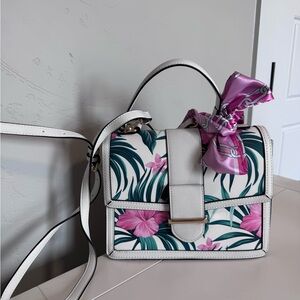 Aldo White and Pink Floral Crossbody Bag